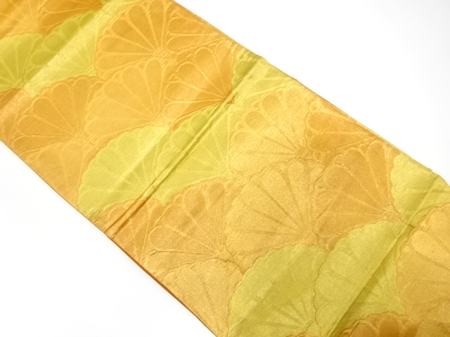 JAPANESE KIMONO / ANTIQUE FUKURO OBI / SILK / WOVEN KIKU SEIGAIHA